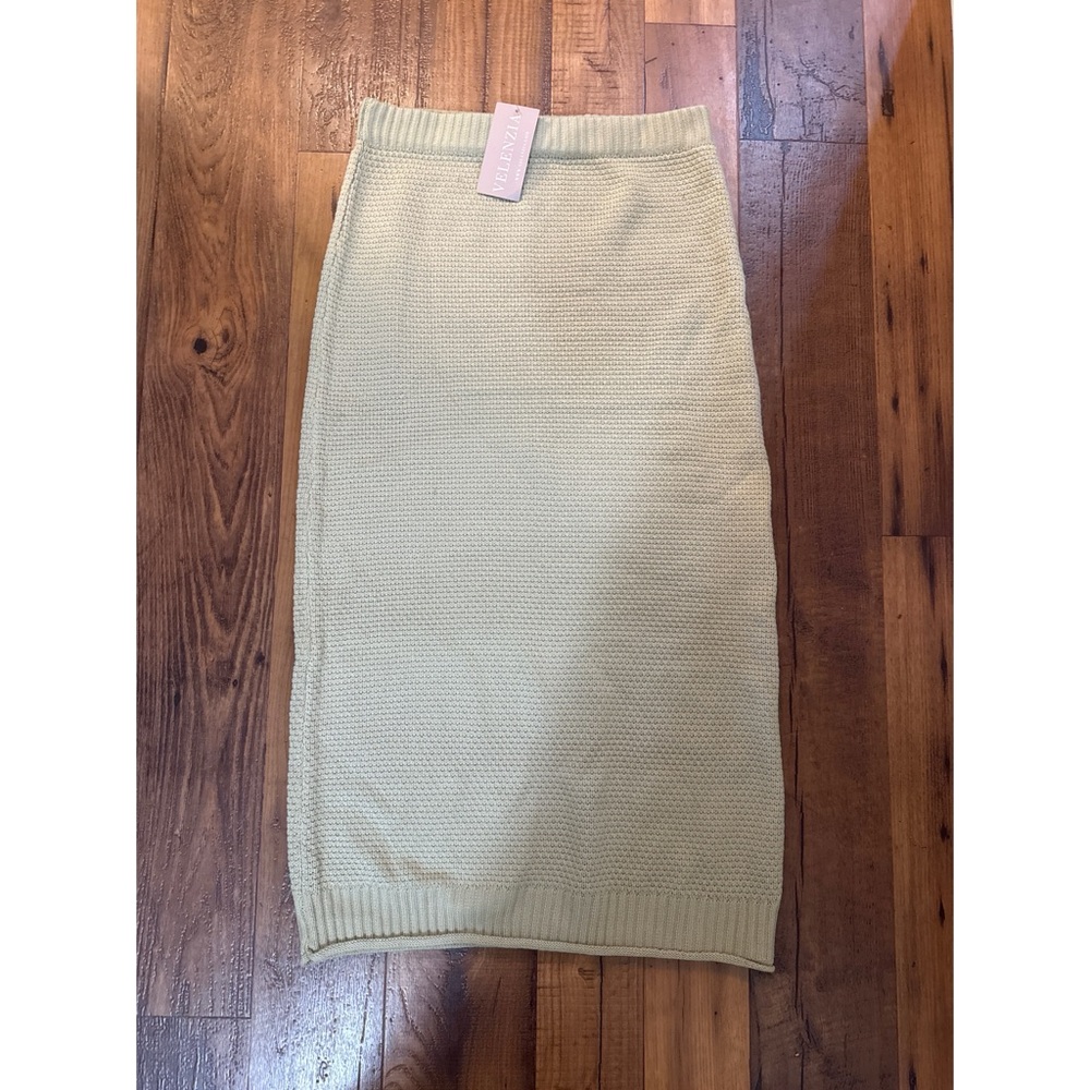 Double Zero Light Tan Knit Midi Skirt